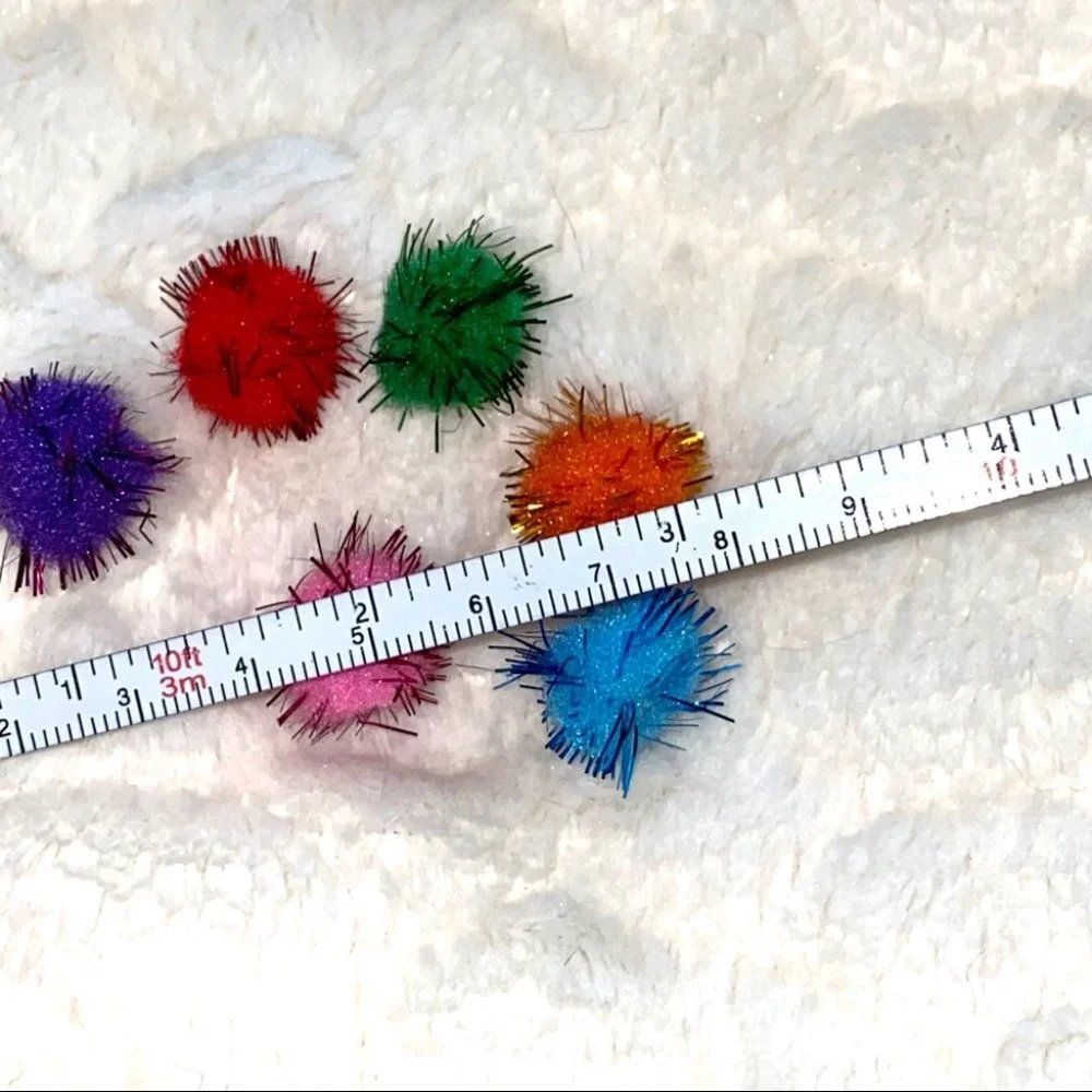 Lot of 6 Tiny Cat Puffs Furry Cat Toys